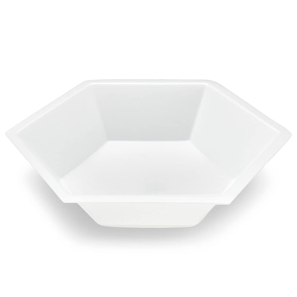 Weighing Boats by Globe Scientific, Hexagonal Shaped, Bendable Polystyrene, Easy Pour Design, Disposable Scale Trays for Weighing & Mixing Liquid & Powder, Antistatic, 350mL Capacity, White, Case/500