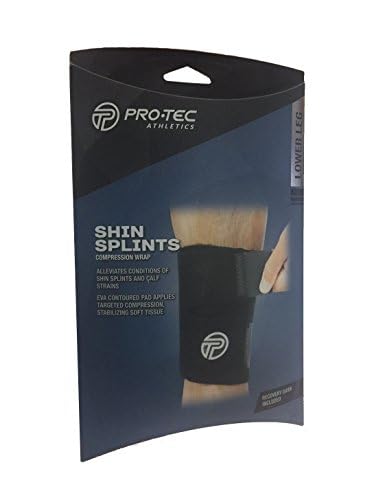 Pro-Tec Athletics Shin Splints Compression Wrap, Shin Splints Discomfort Relief, Shin Splint Compression, Adjustable, Men and Women, Calf Muscle Support, Leg Compression Support, Black, Men & Women