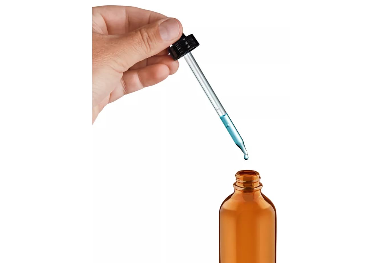 United Scientific™ 8oz (240mL) Leakproof Flint Glass Dropper Bottles, Amber Glass, Pack of 12