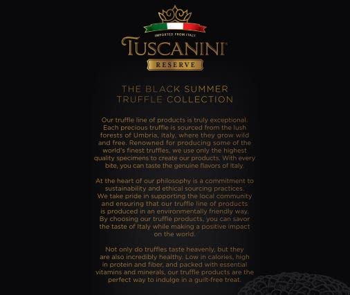 Tuscanini Reserve Minced Black Truffle in Extra Virgin Olive Oil , 2.82oz | Product of Italy | Minced Italian Truffle Mushrooms