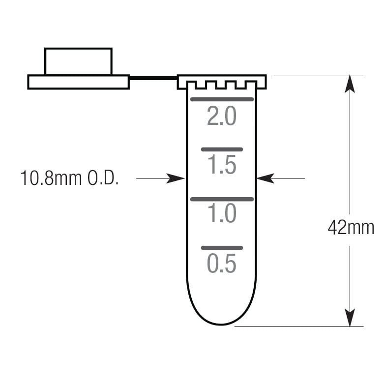 Globe Scientific 111568 Polypropylene Graduated Microcentrifuge Tube with Snap Cap, Round Bottom, Natural, 2mL Capacity, Pack of 1000