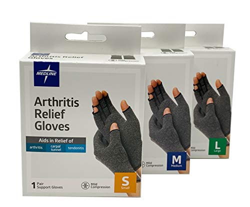 CURAD Arthritis Relief Compression Gloves, Large, Gray, 1 Pair