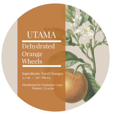 Utama Dehydrated Orange Slices - 30+ Dried Citrus Wheels for Cocktails, Garnishes, Crafts, and Decorations - MADE IN THE USA