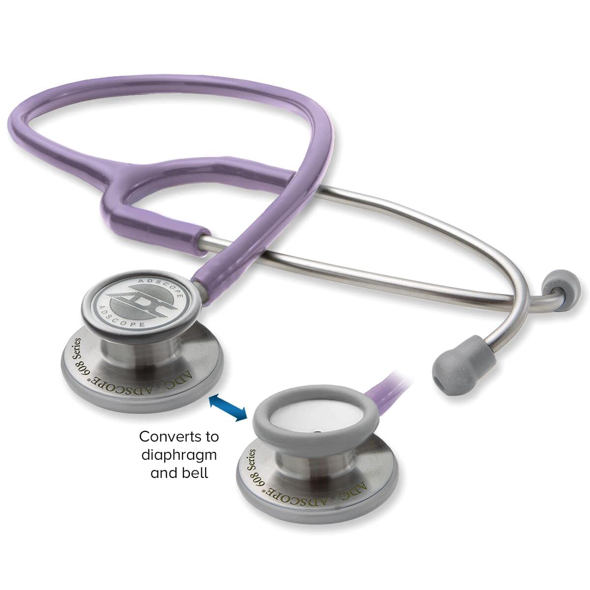 ADC Adscope 608 Convertible Clinician Stethoscope with Tunable AFD Technology, Adult Diaphragm and Adult Bell or Pediatric Diaphragm, 31 inch Length, Lavender