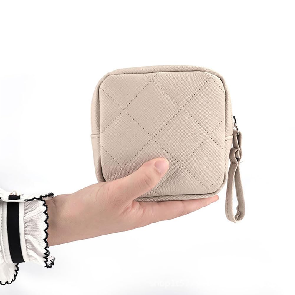 GSHLLO PU Leather Sanitary Napkin Storage Pouch Small Menstrual Period Bag Feminine Product Bag Womens Tampon Bag Cosmetic Pouch for Girls Ladies Gray