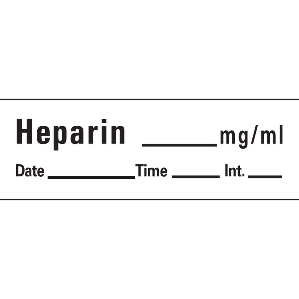 PDC AN-10 Anesthesia Removable Tape with Date, Time & Initial, Heparin Mg/Ml, 1/2" Width, 500" Length, 333 Imprints, White