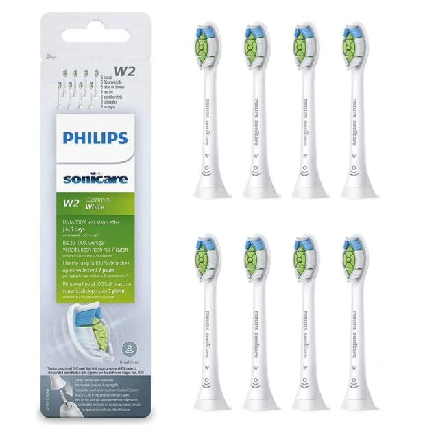 Philips Sonicare Optimal Whitening White BrushSync Heads (Compatible with All Philips Sonicare Handles), 8 Count (Pack of 1)