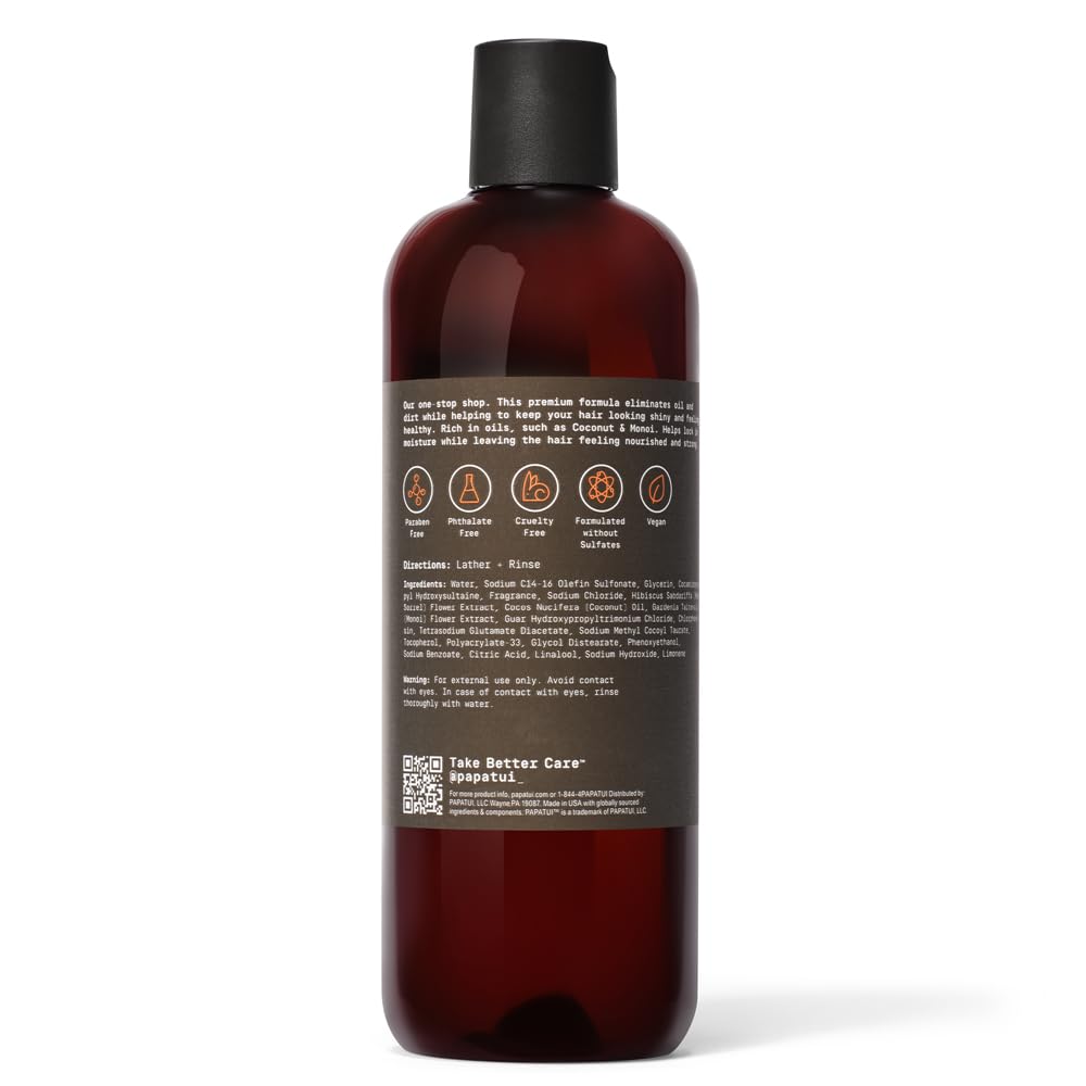 PAPATUI by Dwayne Johnson Nourishing Shampoo + Conditioner 2in1 for Men | Clean Hair & Scalp | Sulfate-Free | Sandalwood Suede | 18 oz