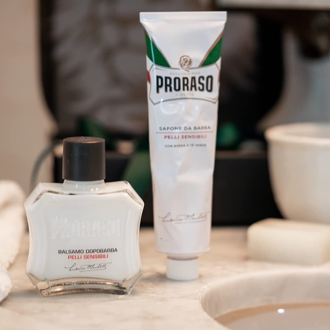 Proraso After Shave Balm - Oatmeal & Green Tea - Nourishing & Gentle Formula After Shave Cream for Sensitive Skin - Premium Italian Shaving for Men - 3.4oz