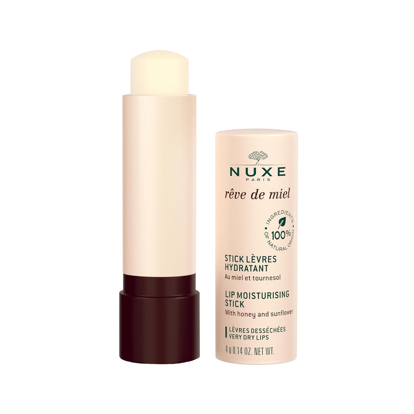 NUXE Rêve de Miel Lip Balm With Shea Butter and Vitamin E. 100% Natural Organic Lip Moisturizer for Cracked & Dry Lips, 0.14 Oz