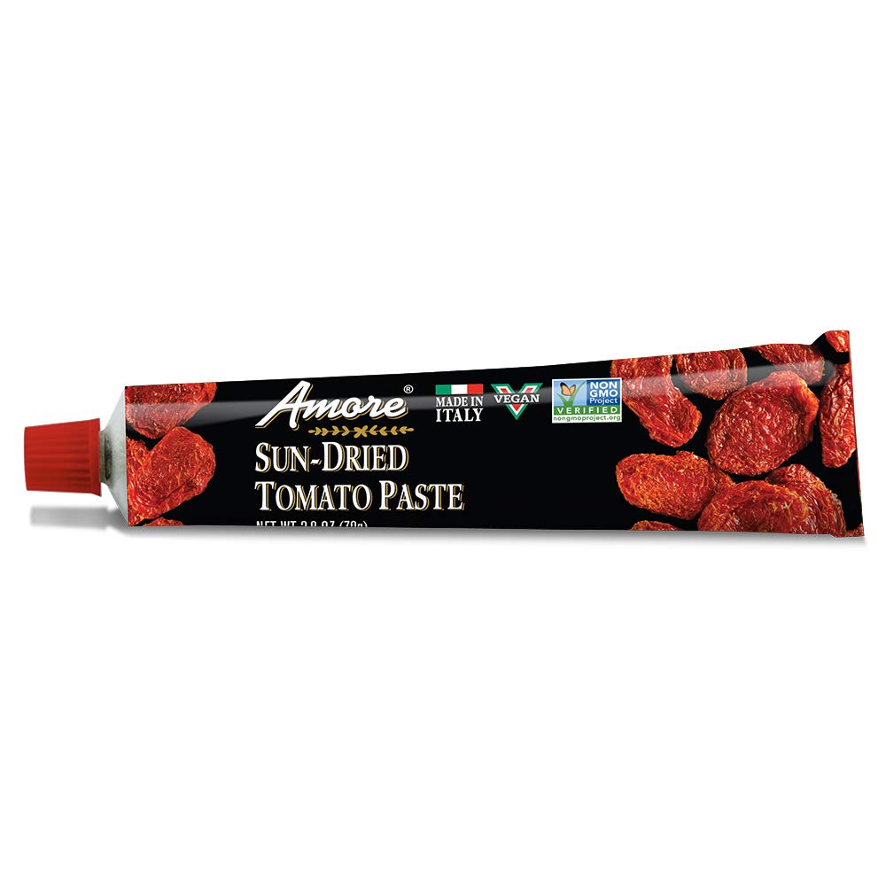 Amore Vegan Sun Dried Tomato Paste In A Tube - Non GMO Certified and Made In Italy (Pack of 6)