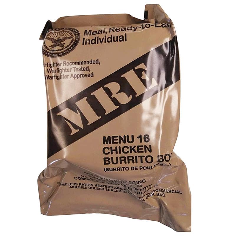 Genuine Military MRE Meal with Inspection Date July 2023 or Newer (Chicken Burrito Bowl)