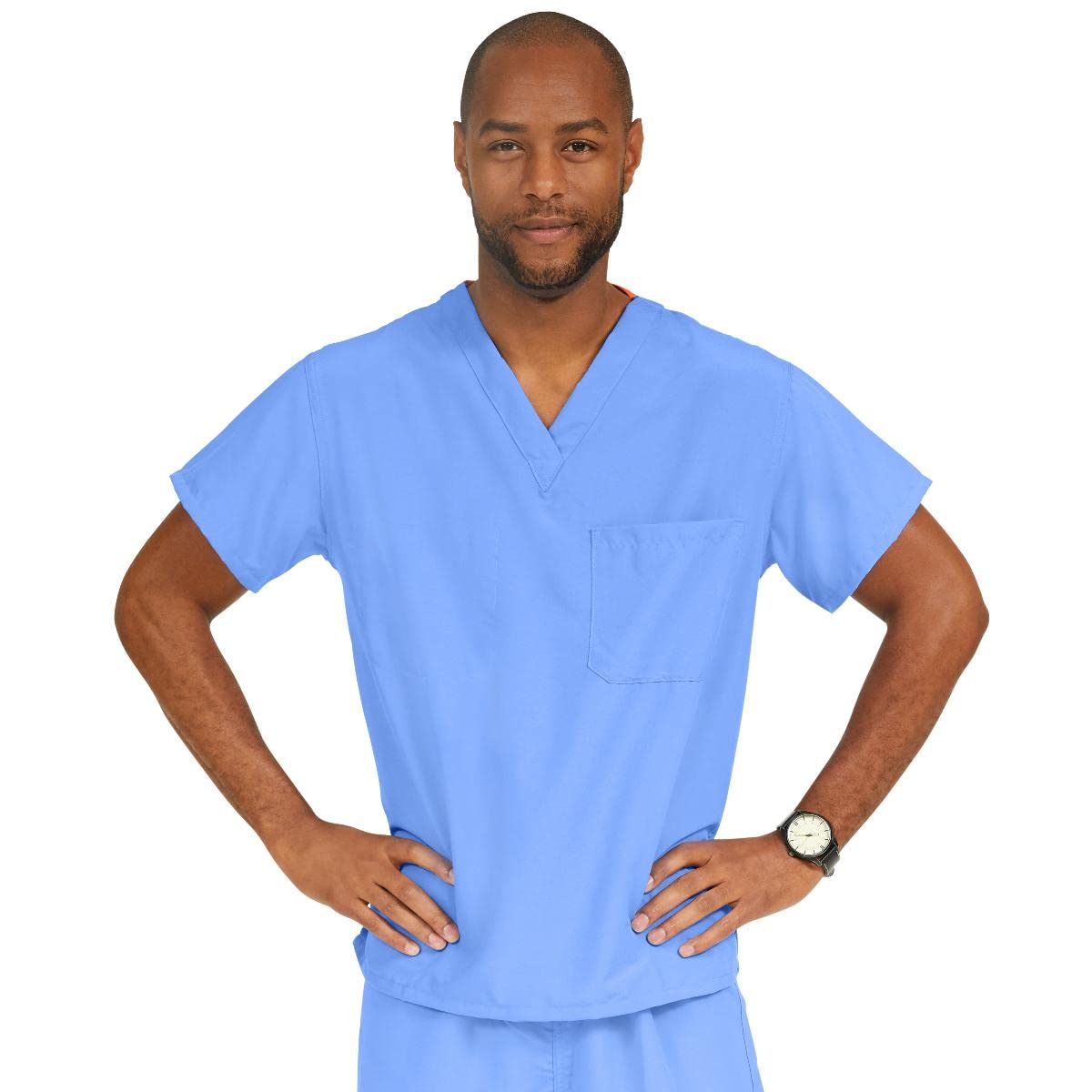 Medline PerforMAX Unisex Reversible Scrub Top, MDL-CC, Large, Ceil Blue
