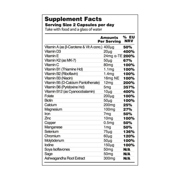 Vegan Menopause Supplements (60 Capsules) — Perimenopause and Menopause Vitamins — Women's Supplements — Perimenopause Supplements for Women — Food Supplement — Menopause Support