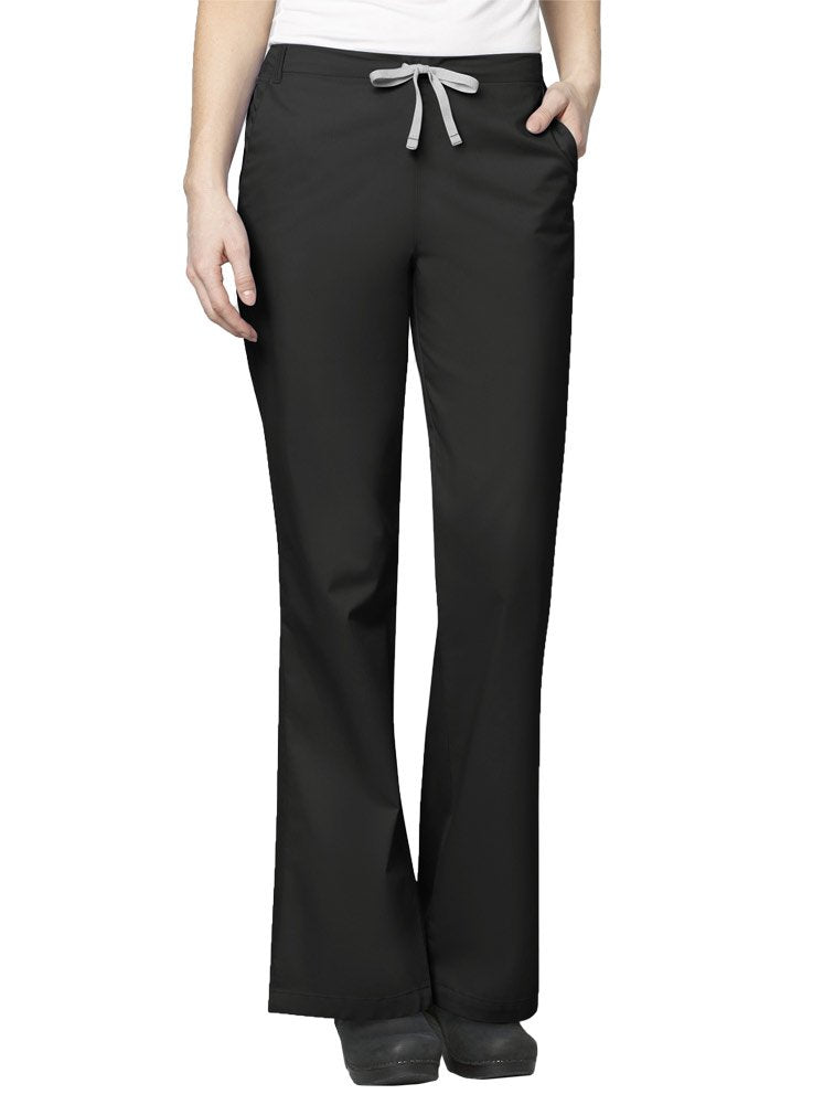 WonderWink womens Wonderwork Women's Flare Leg medical scrubs pants, Black, X-Small Petite US