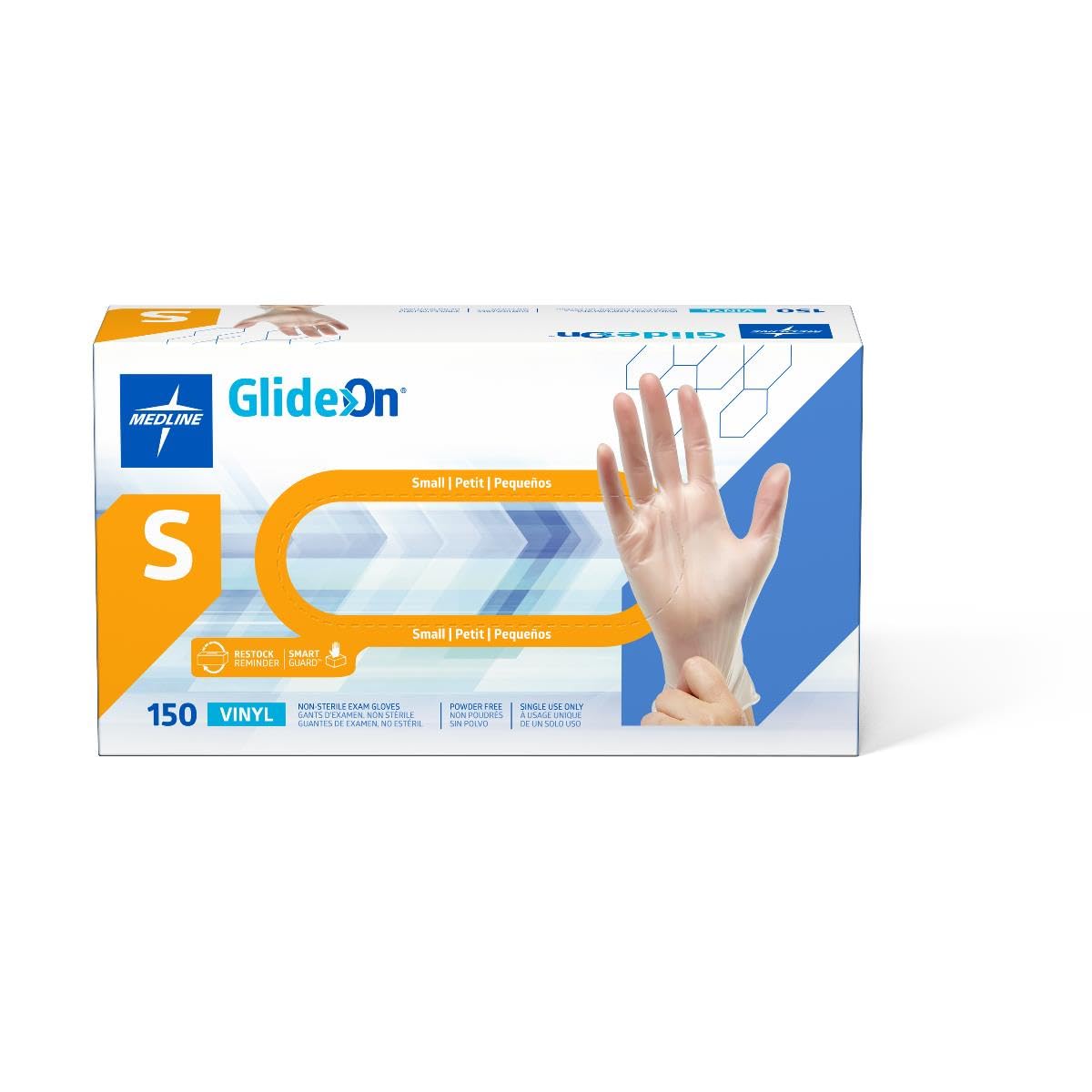 Medline For California Only, Glide-On Powder-Free Vinyl Exam Gloves, Size S
