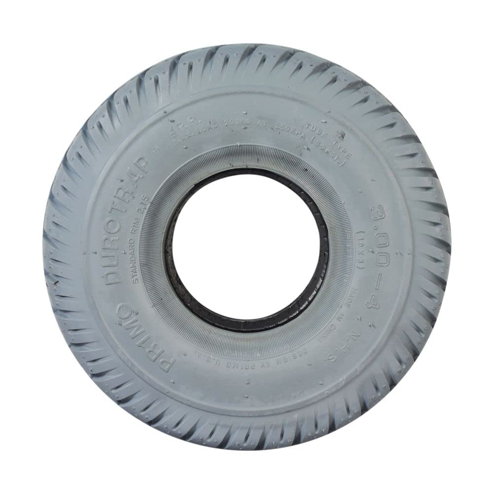 AlveyTech 3.00-4 (10"x3", 260X85) Foam-Filled Mobility Tire with Durotrap C9210 Tread (2-5/8" Bead Width) - Replacement Scooter Flat-Free Tires for Electric Scooters, Non-Marking Gray (TIRSOLI1020)