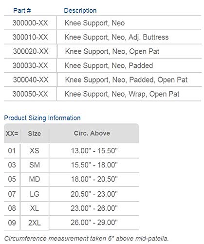 United Ortho 300010-07 Adjustable Neoprene Knee Support, Large