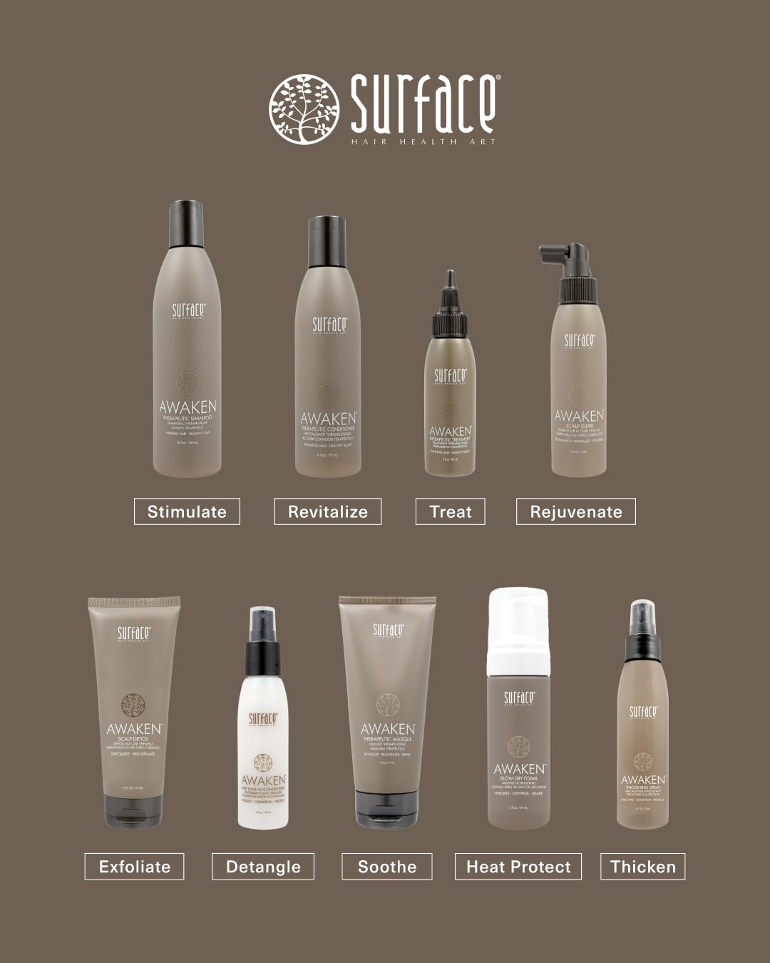 SURFACE Hair Awaken Thickening Blow Dry Foam, Protect, Strengthen Fine & Fragile Hair, 5 Fl. Oz.