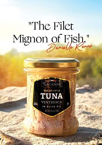 Tuscanini Real Italian Yellowfin Ventresca Tuna in Pure Olive Oil 6oz (4 Pack), The Filet Mignon of Fish, Gluten Free, Soy Free, Mineral Enriched, Soft & Buttery Mouth Feel, Product of Italy
