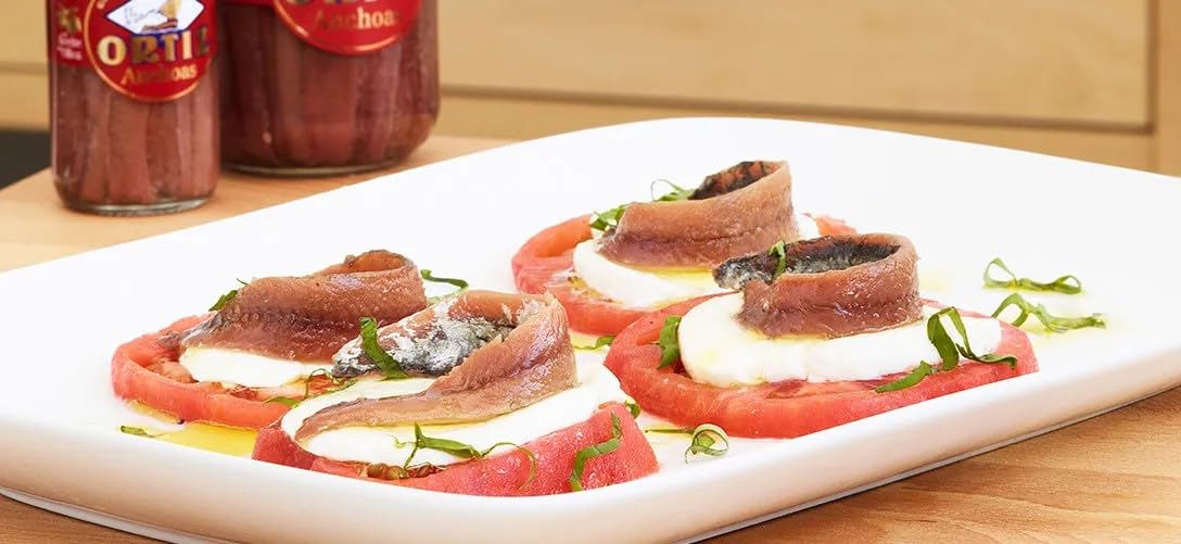Ortiz Anchovies in Extra Virgin Olive Oil, Firm Buttery Fillets with a Rich Umami Taste, Wild Caught in Spain, Great for Pizza, Pasta and Caeser Salad, 3.3oz Glass Jar (Pack of 3)