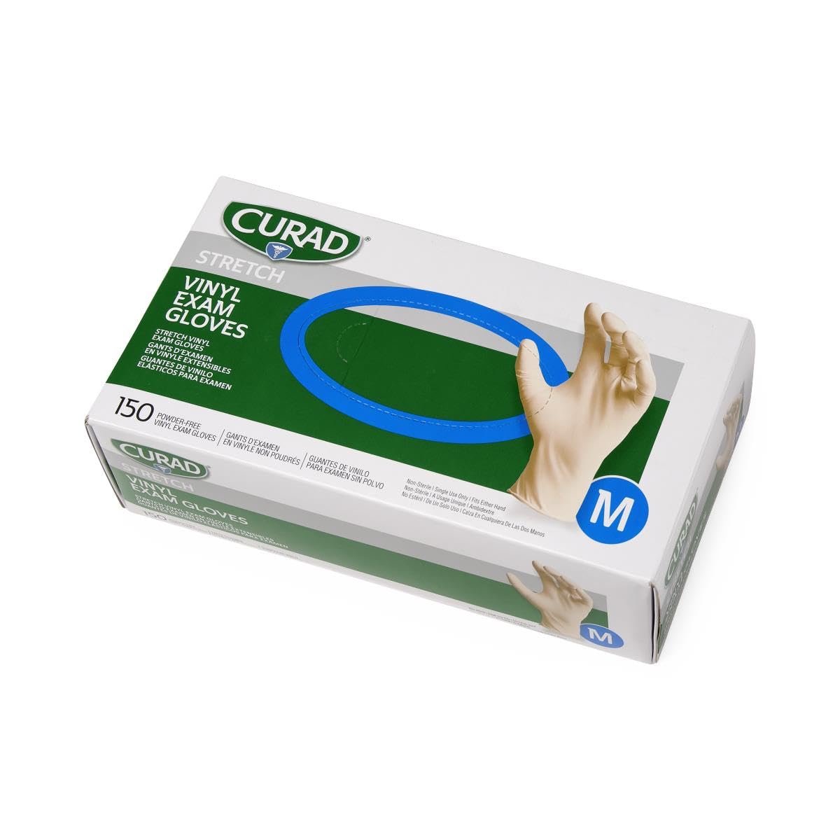 Curad Stretch Vinyl Exam Gloves, Latex Free, Medium, 150 Count