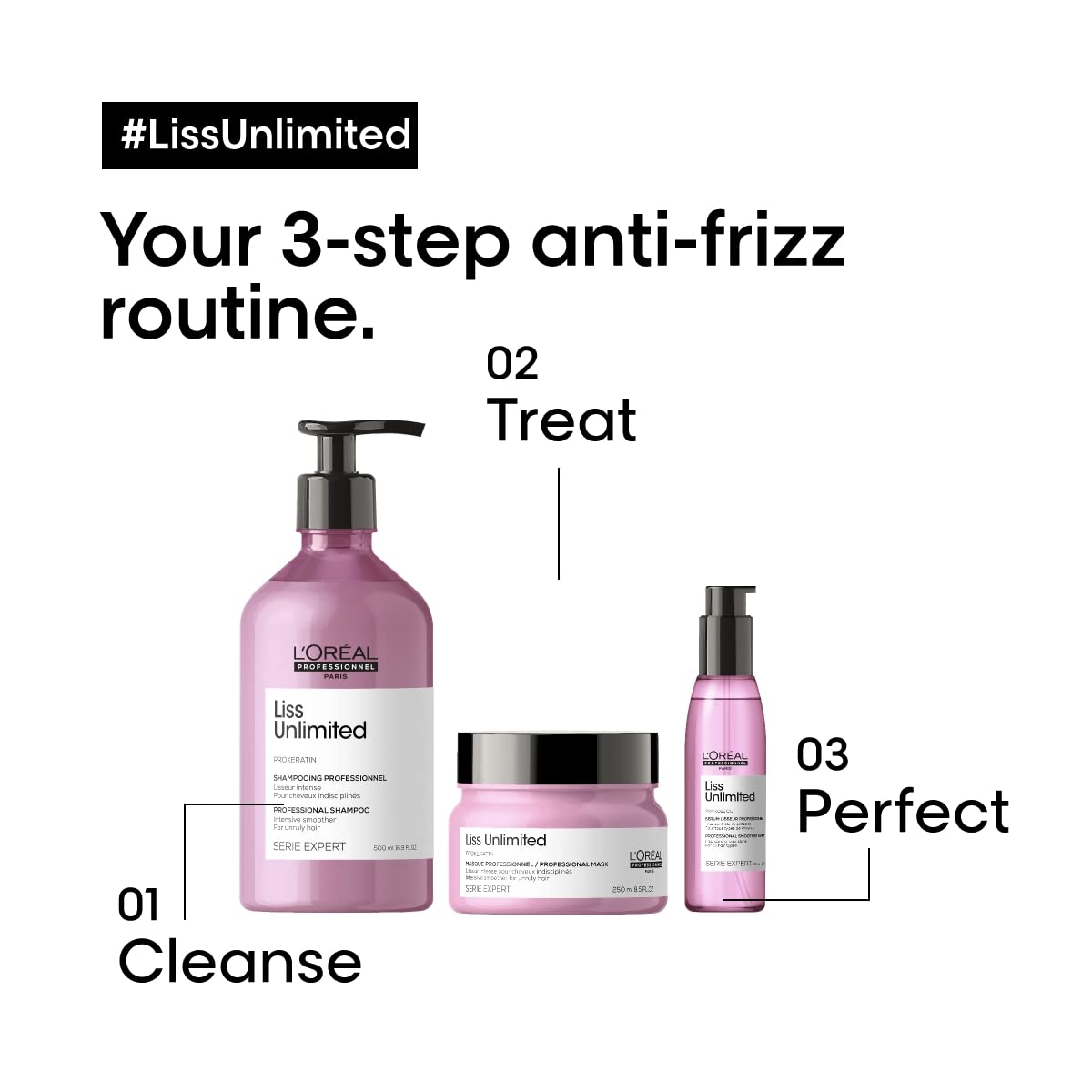 L'Oréal Professionnel Paris Liss Unlimited Blow-Dry Serum - For Frizz-Prone Hair, Provides Long-Lasting Frizz and Humidity Protection, With Prokeratin