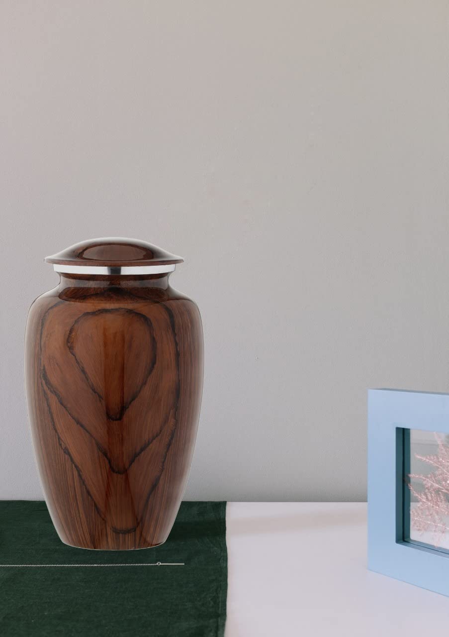 Bold & Divine Wood Grain Cremation Urn for Human Ashes - Elegant Large Memorial Cremation Urn for Human Ashes - Perfect Tribute for Loved Ones - Male Female Man or Woman (Red Cherry Wood, Large)