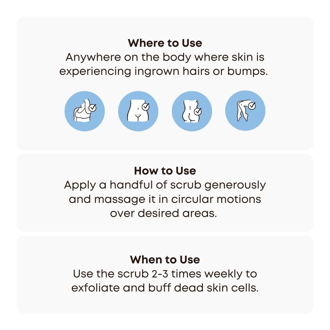 Bushbalm Ingrown Hair Exfoliating Scrub – Pre-Shave Sugar Scrub for Ingrown Hairs, Razor Bumps & Dry Skin – Gently Buffs & Soothes Sensitive Skin – Nude, 236ml