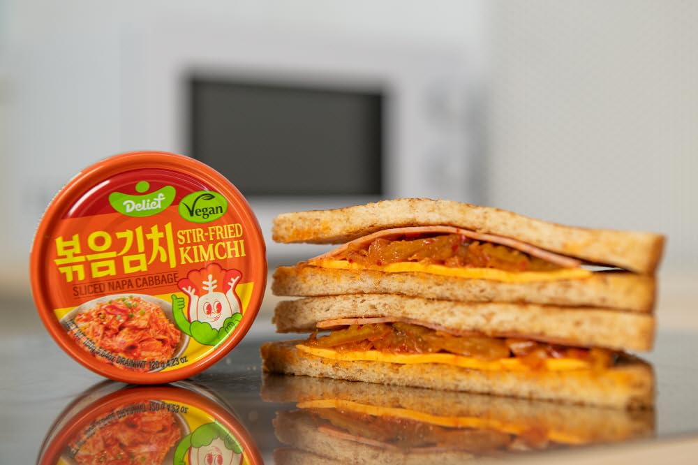 DELIEF Stir-Fried Cabbage Kimchi - Authentic Korean Cabbage, Vegan, Gluten-Free, Shelf-Stable Canned, No Preservatives, 5.64 oz/160 g (1 Pack)