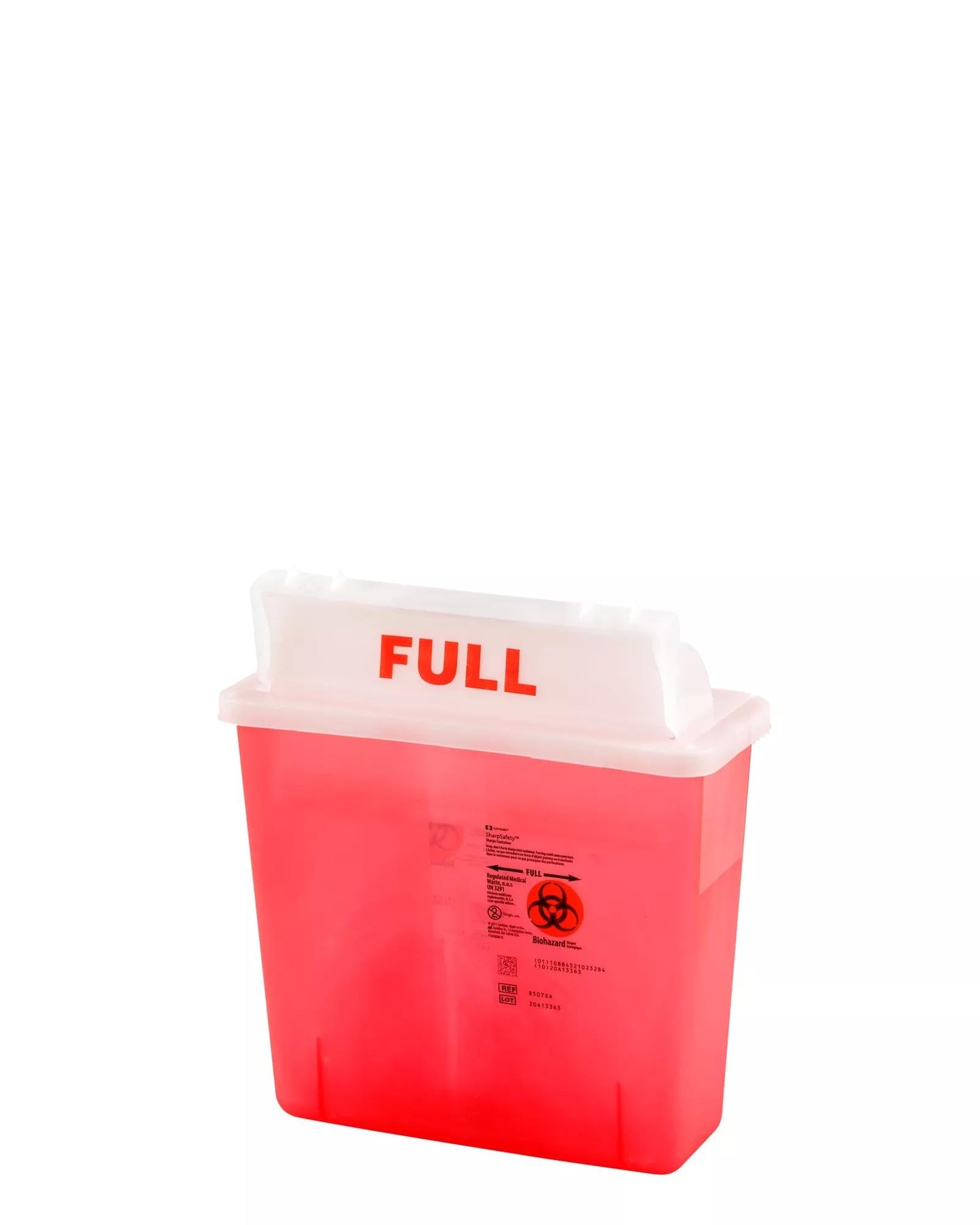Covidien 8507SA SharpSafety Container with Counterbalance Lid, 5 Quart Capacity, Transparent Red (20 Count)