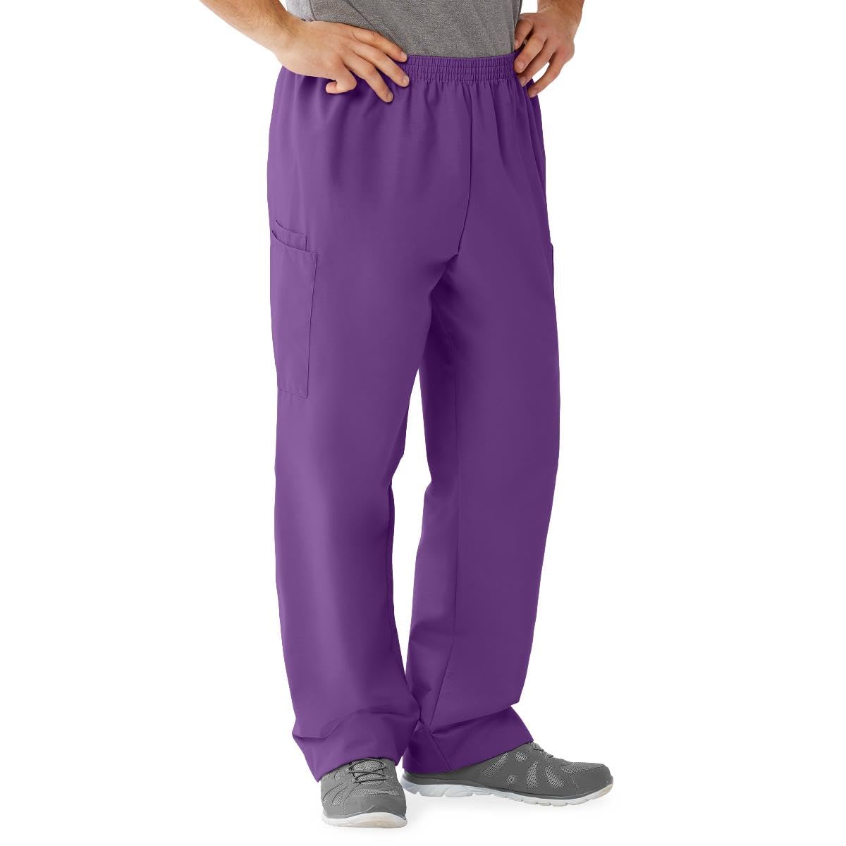 AngelStat Style 674 Unisex Cargo Scrub Pants with Elastic Waist Purple