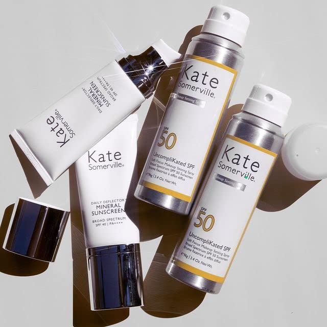 Kate Somerville UncompliKated SPF – SPF 50 Face Sunscreen and Soft Focus Makeup Setting Spray, Daily Use Sun Protection with Matte Finish, 3.4 Fl Oz