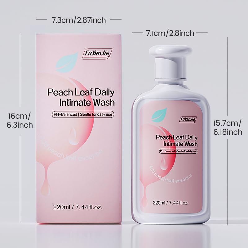 Peach Leaf Feminine Wash For intimate area Hygiene and Itchy, pH Balanced Body Wash with Lactic Acid For Sensitive Skin, Gentle Hydration, Odor Neutralization & Daily Hygiene, 220ml/7.44oz