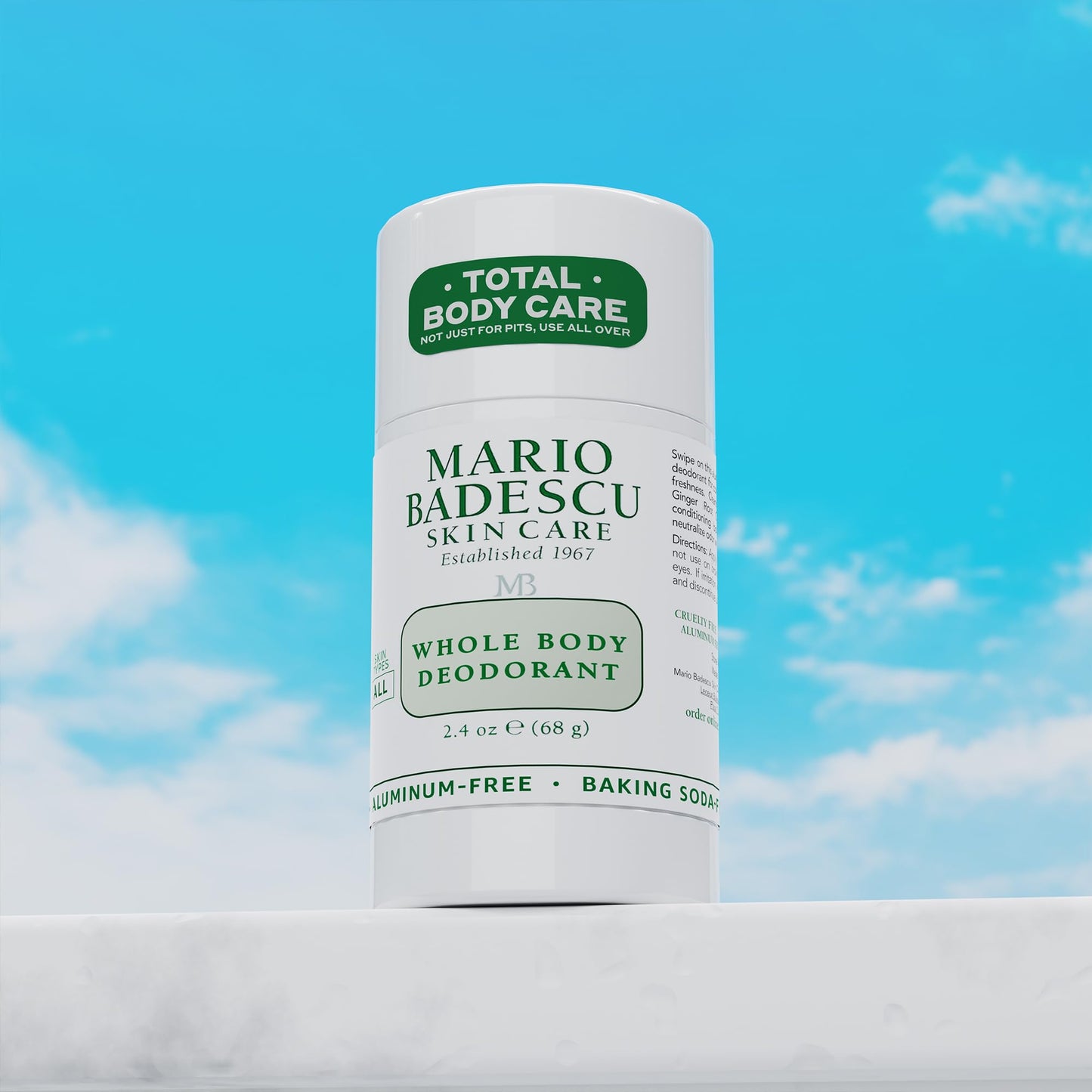 Mario Badescu Whole Body Deodorant for Women and Men, Baking Soda & Aluminum Free, Lightweight All Over Deodorant, Full Body Odor Eliminator for Travel & Daily Use, Non-Irritating, 2.4 Oz