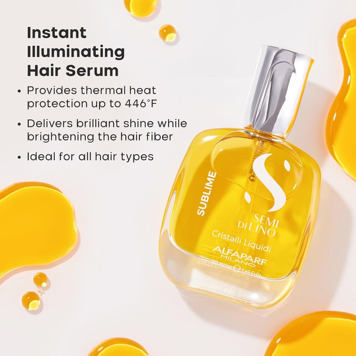 Alfaparf Milano Semi di Lino Diamond Gift Set for All Hair Types - Sulfate Free Illuminating Shampoo, Conditioner and Cristalli Liquidi Hair Oil Serum - Adds Shine and Softness