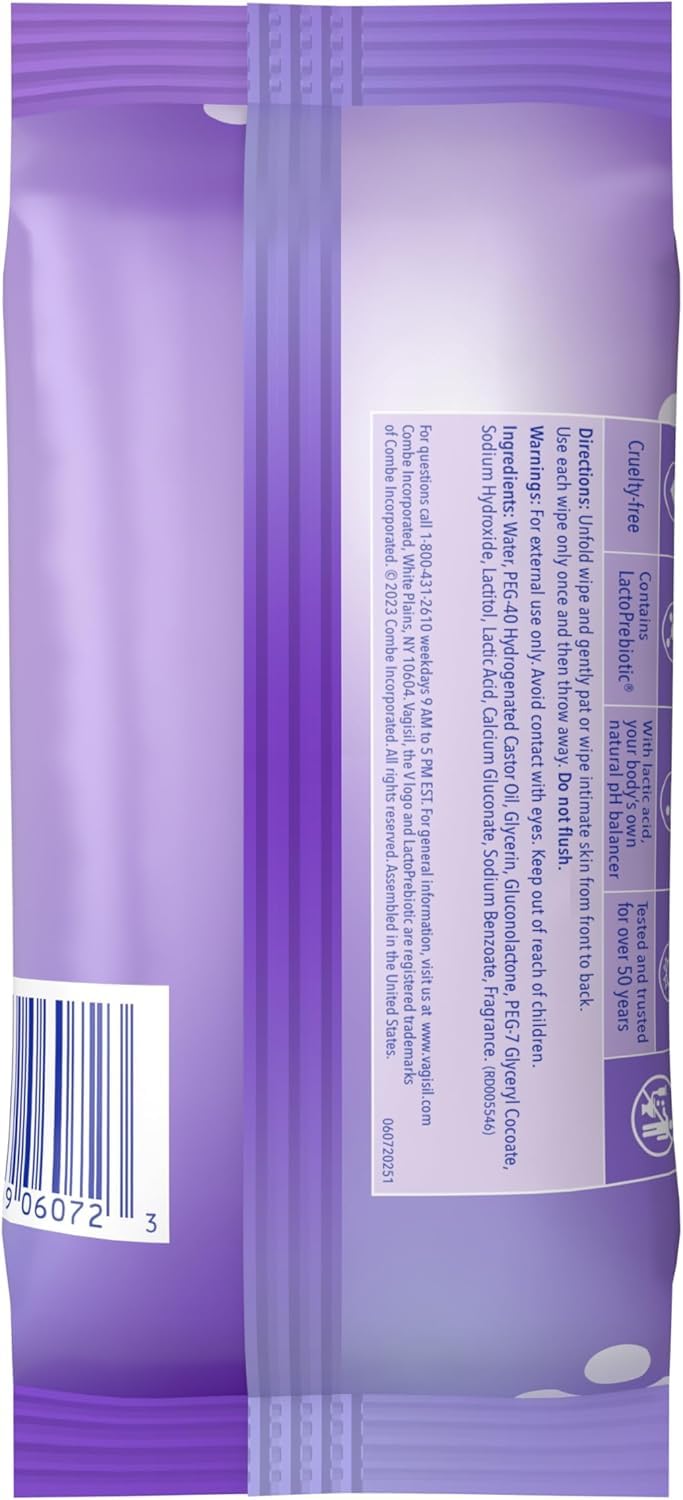 Vagisil pH Balance Daily Freshening Wipes for Feminine Hygiene in Resealable Pouch, Gynecologist Tested & Hypoallergenic, 20 Wipes (Pack of 1)