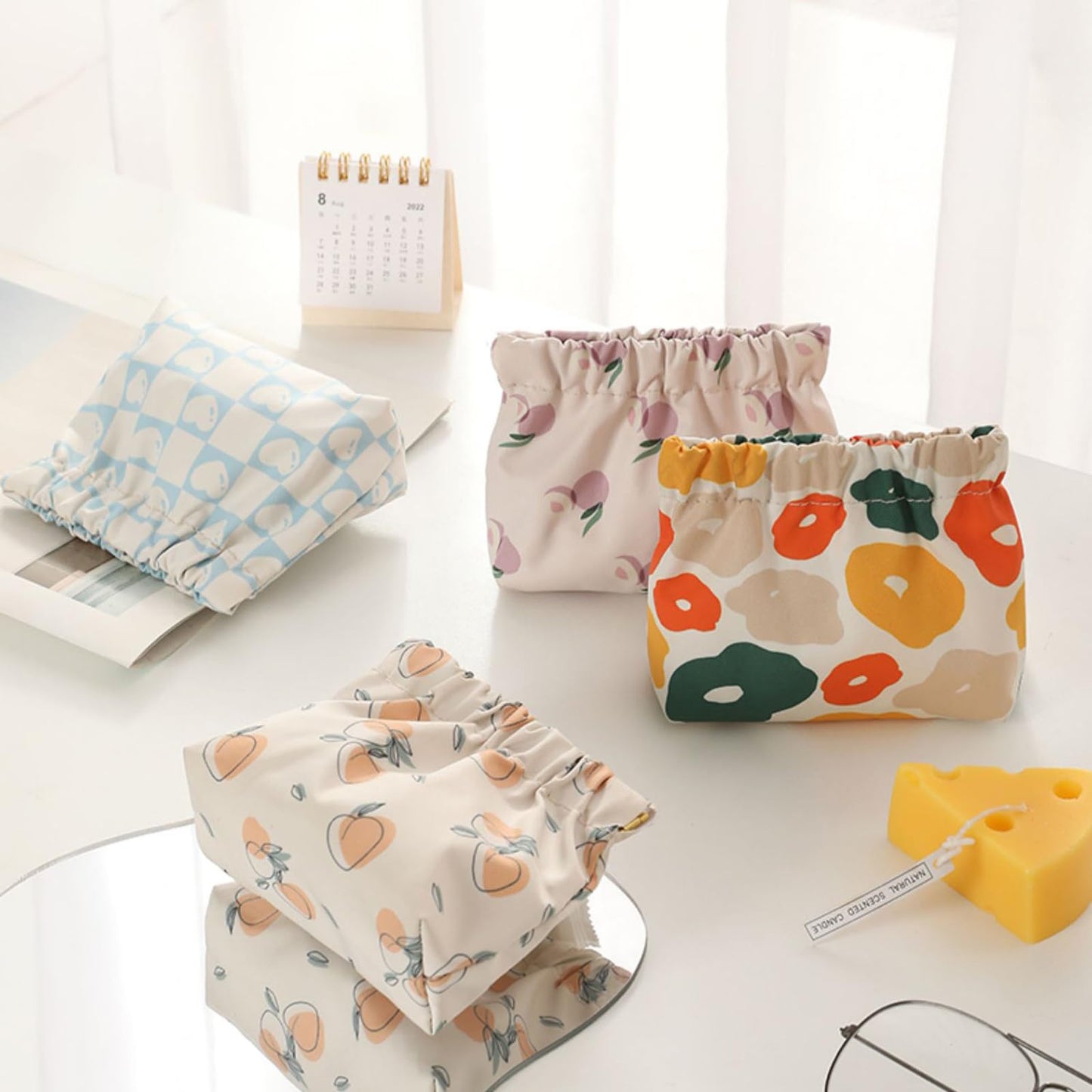 Sanitary Napkin Storage Bags,5 PCS Tampon Bag for Purse,One-Handed Opening with Built-In Popper, Waterproof Oxford, Hide Feminine Products Sanitary Napkins and Tampons, Lipstick, Tissue Paper