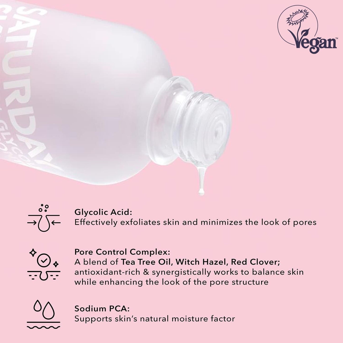 Saturday Skin Pore Clarifying Toner 10% Glycolic Acid&AHA Deep Cleansing Astringent Facial Toner,Hypoallergenic Skin-Purifying Face Toner to Cleanse, Recondition and Purify Skin, Non-Comedogenic