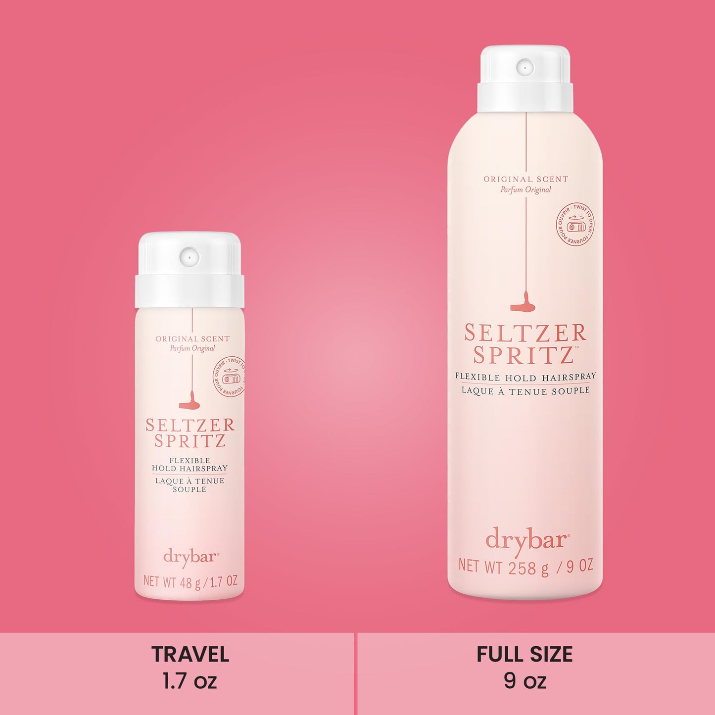 Drybar Seltzer Spritz Flexible Hold Hairspray | Holds Style for 8 Hours* with Touchable Finish, Adds Softness, Ultrafine Mist Diffuser for Even, Quick Drying Application, Vegan & Cruelty Free