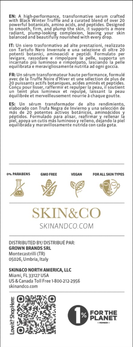 SKIN&CO Roma Black Truffle Therapy Serum, 1.0 Fl Oz