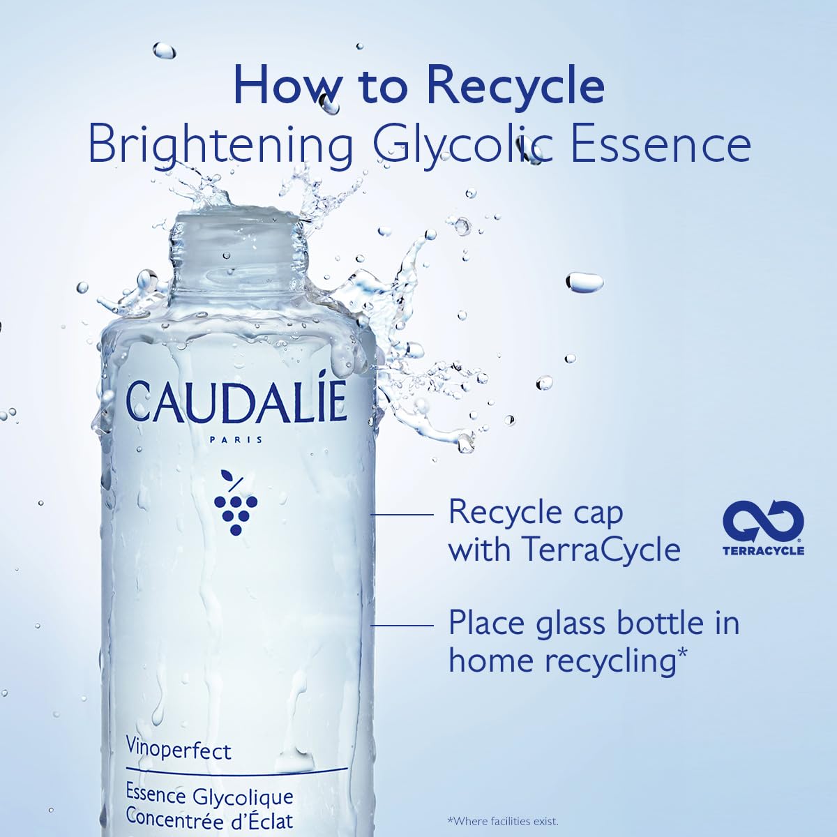 Caudalie Vinoperfect Brightening Essence, Glycolic Acid Exfoliating Toner for Radiance