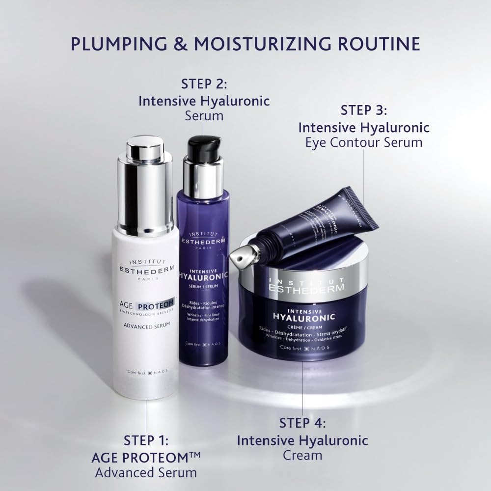 Institut Esthederm Intensive Hyaluronic Cream, Face Cream for Wrinkles, Fine Lines, and Dehydrated Skin, Face, Neck and Décolleté