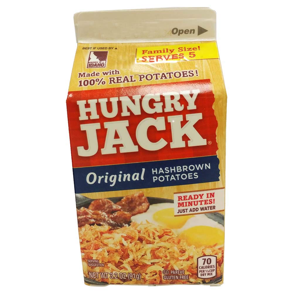 Hungry Jack Original Hash brown Potatoes 3.2 Oz (8 Pack) Gluten Free & Made with 100% Real Potatoes! Family Size Serves 5! A Perfect Addition To Any Meal!