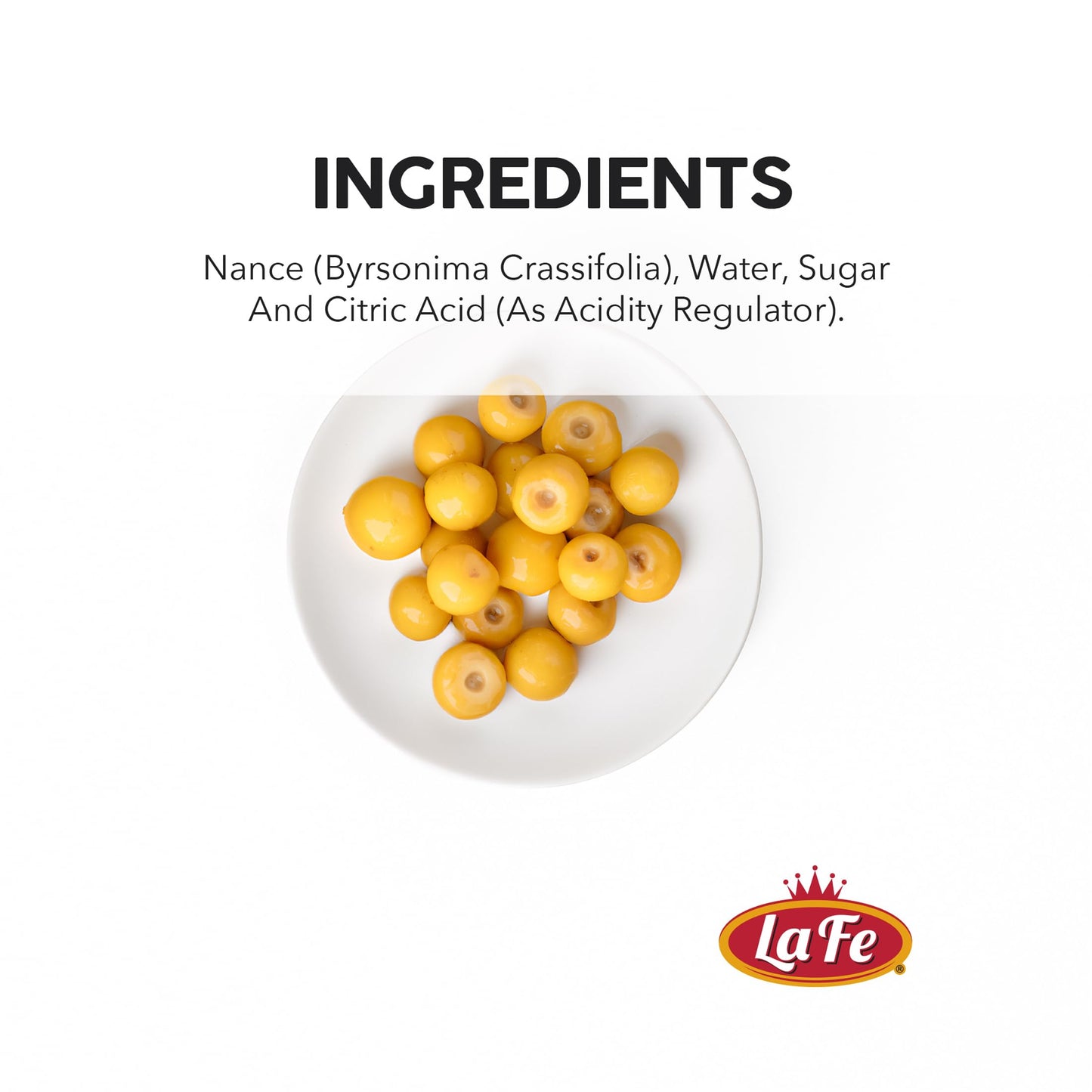 La Fe Conserva Nance in Syrup - Nance Fruitas, Latin American Tropical Fruit, Preserved Exotic Yellow Cherry, Super Fruit Rich in Fiber, Vitamin A & C, Calcium & Iron, 32oz – 2 Pack