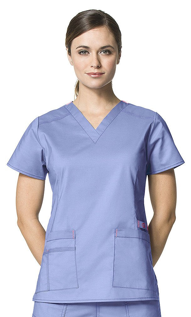 WonderWink Women's Wonderflex Verity Scrub Top, Ceil Blue, Large