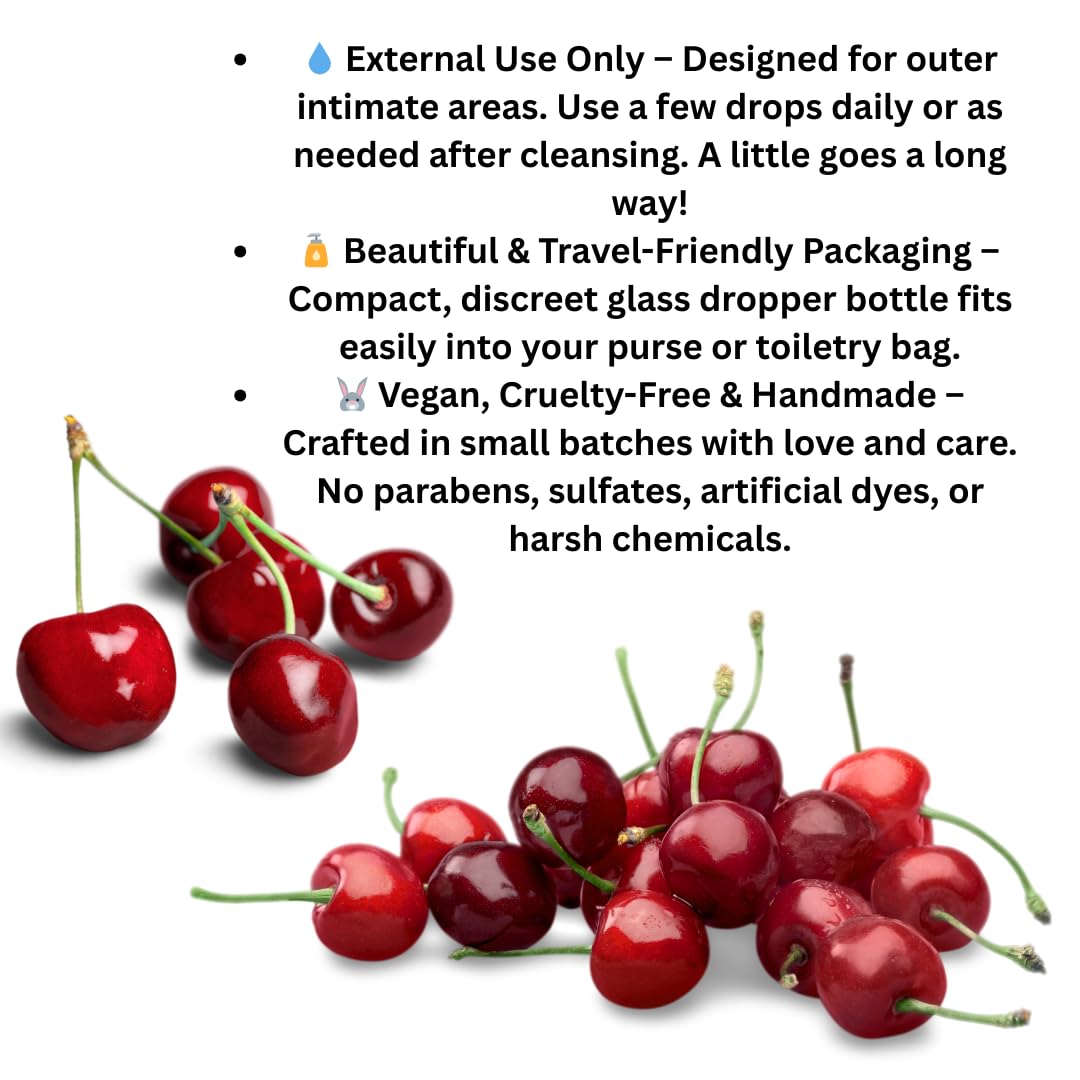 Cherry Yoni Oil for Women – Natural Feminine Care for pH Balance, Ingrown Hair Prevention & Moisturizing – Sweet Scented Intimate Oil NO Flavor