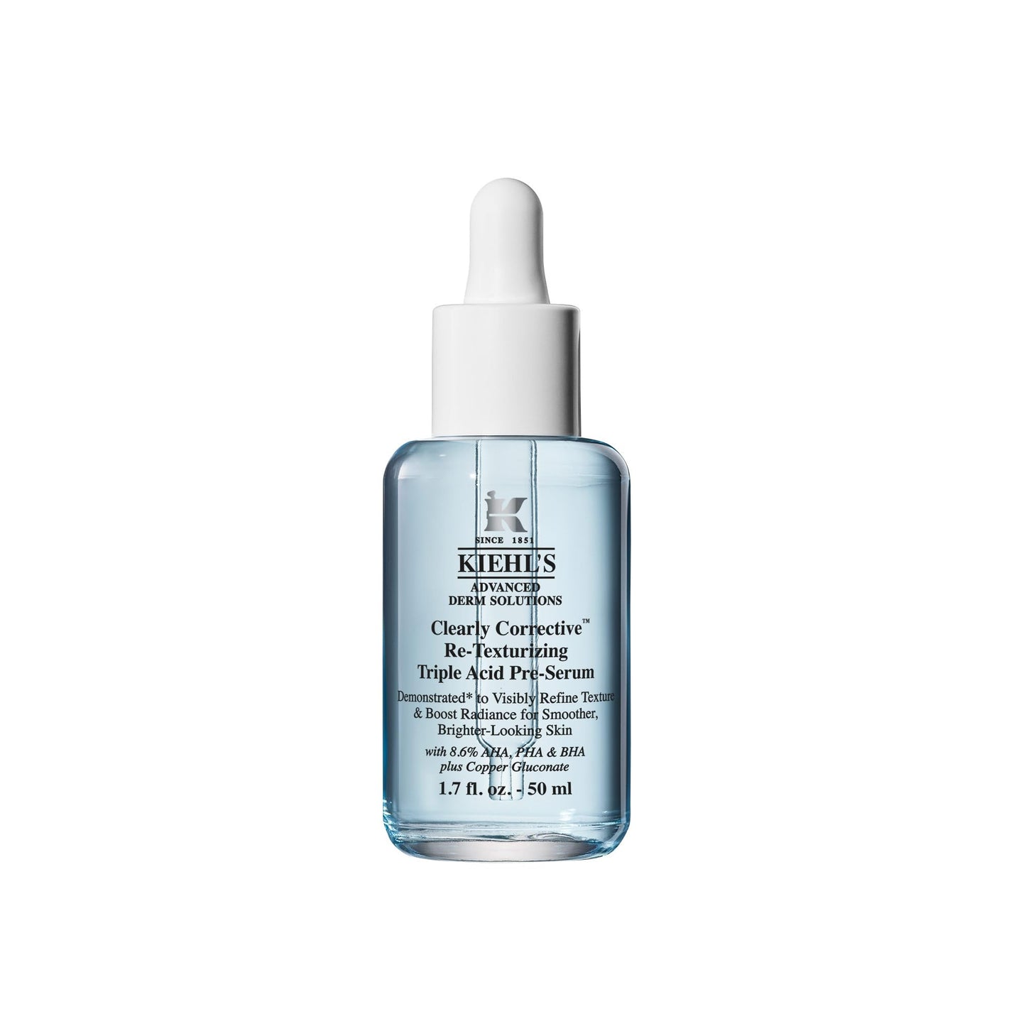 Kiehl's Clearly Corrective Daily Re-Texturizing Triple Acid Peel Serum, Gentle Exfoliating Facial Peel, Smoothes Texture, Primes Skin, with Salicylic Acid, Glycolic Acid, Lactic Acid - 1.7 fl oz