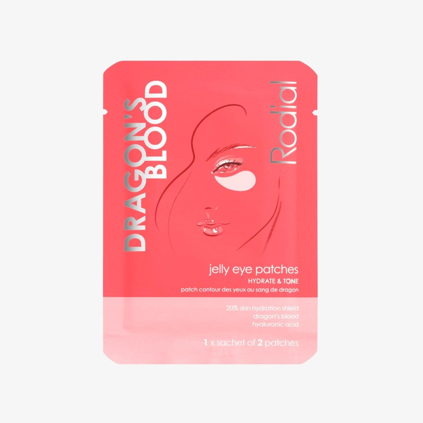 Rodial Dragon’s Blood Jelly Eye Patches (4 Sachets), Hydrating Under-Eye Patches for Firmness & Elasticity, with Hyaluronic Acid & Dragon’s Blood, Makeup Prep