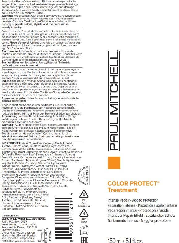 Paul Mitchell Color Protect Treatment, Intense Repair, For Color-Treated Hair, 5.1 fl. oz.